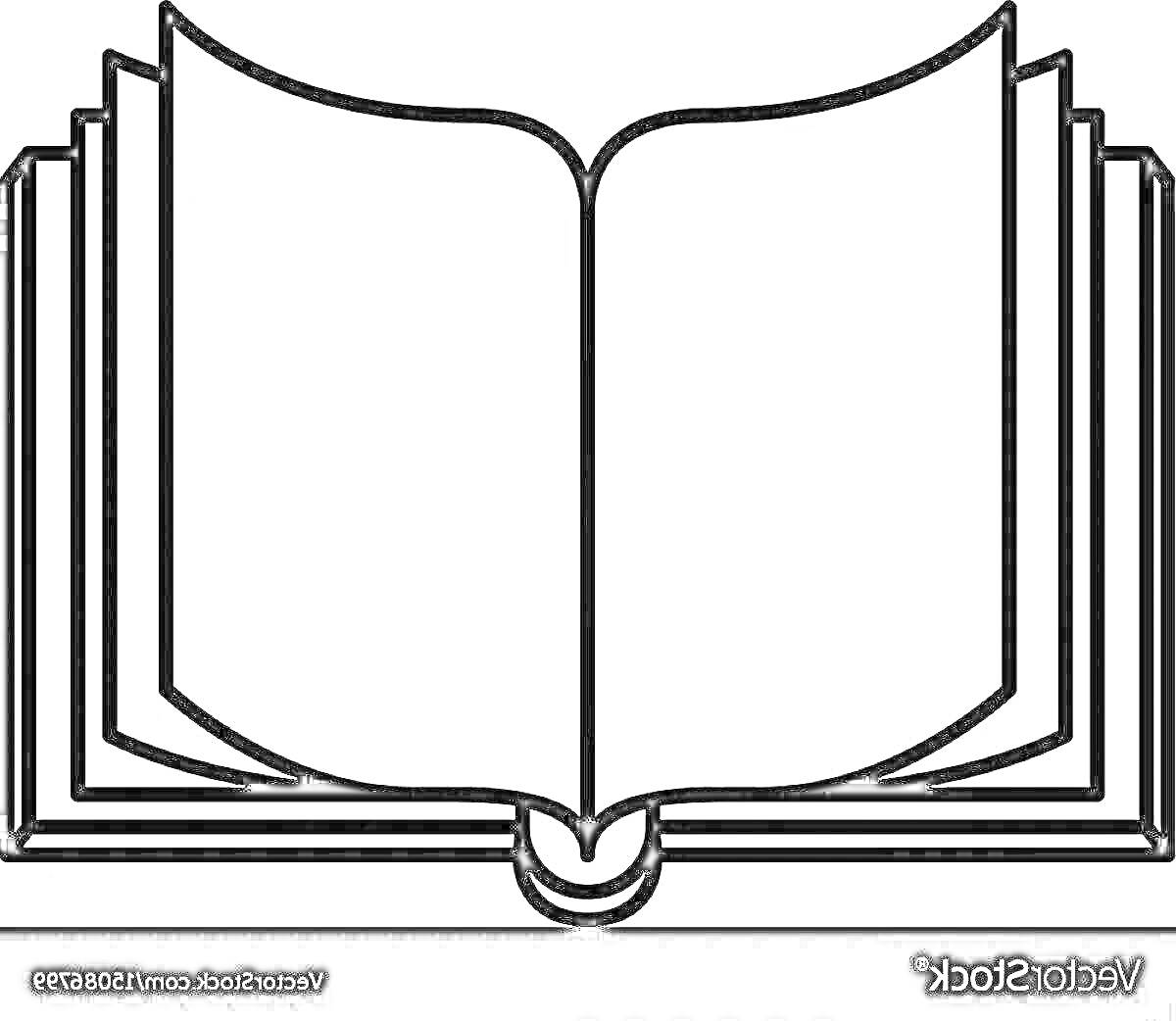 Раскраска раскрытая книга на прозрачном фоне со страницами