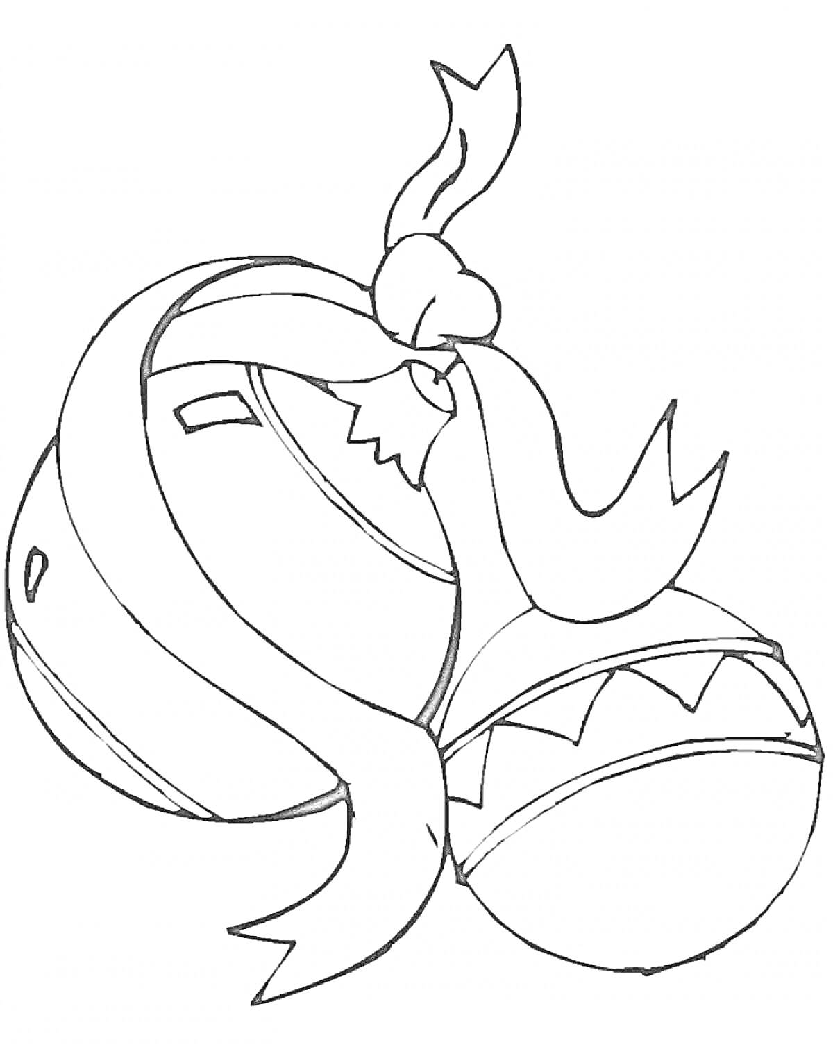 Раскраска Ёлочные шары с ленточкой