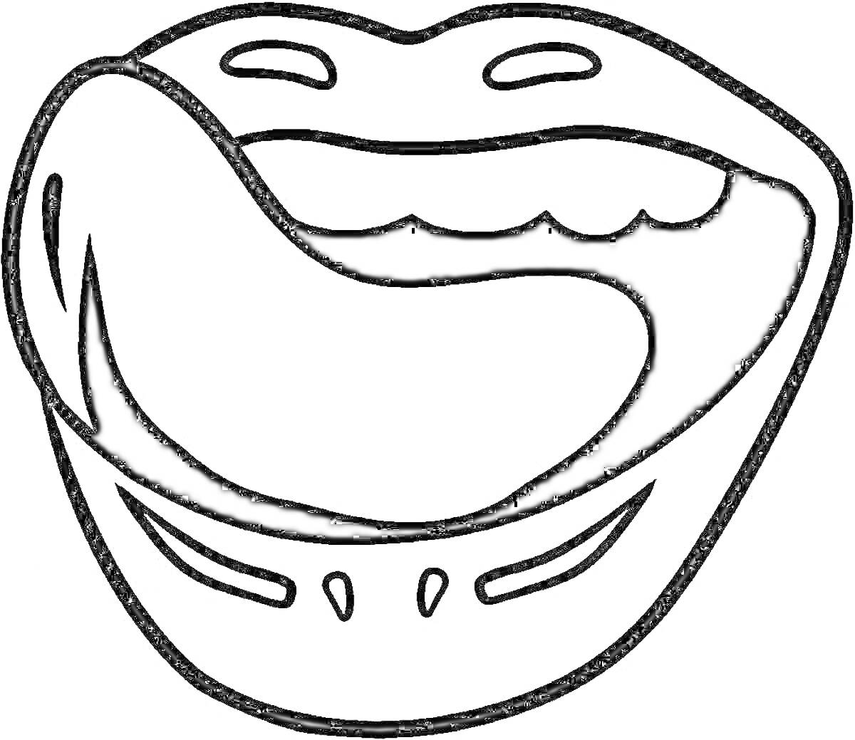 На раскраске изображено: Язык, Рот, Улыбка, Зубы