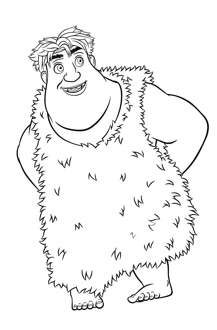 Раскраска Мужчина в меховой одежде со стать из мультфильма 