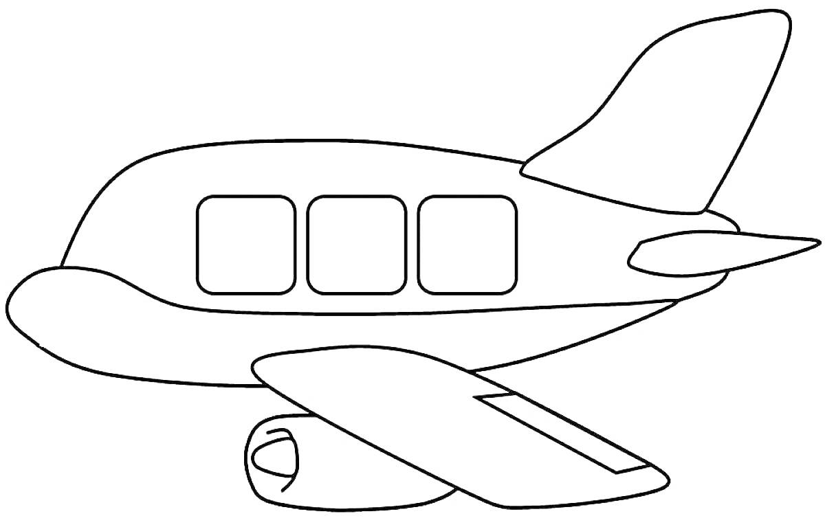 На раскраске изображено: Для детей, 3-4 года, Крылья, Окна, Хвост, Авиация, Транспорт, Контурные рисунки, Самолеты