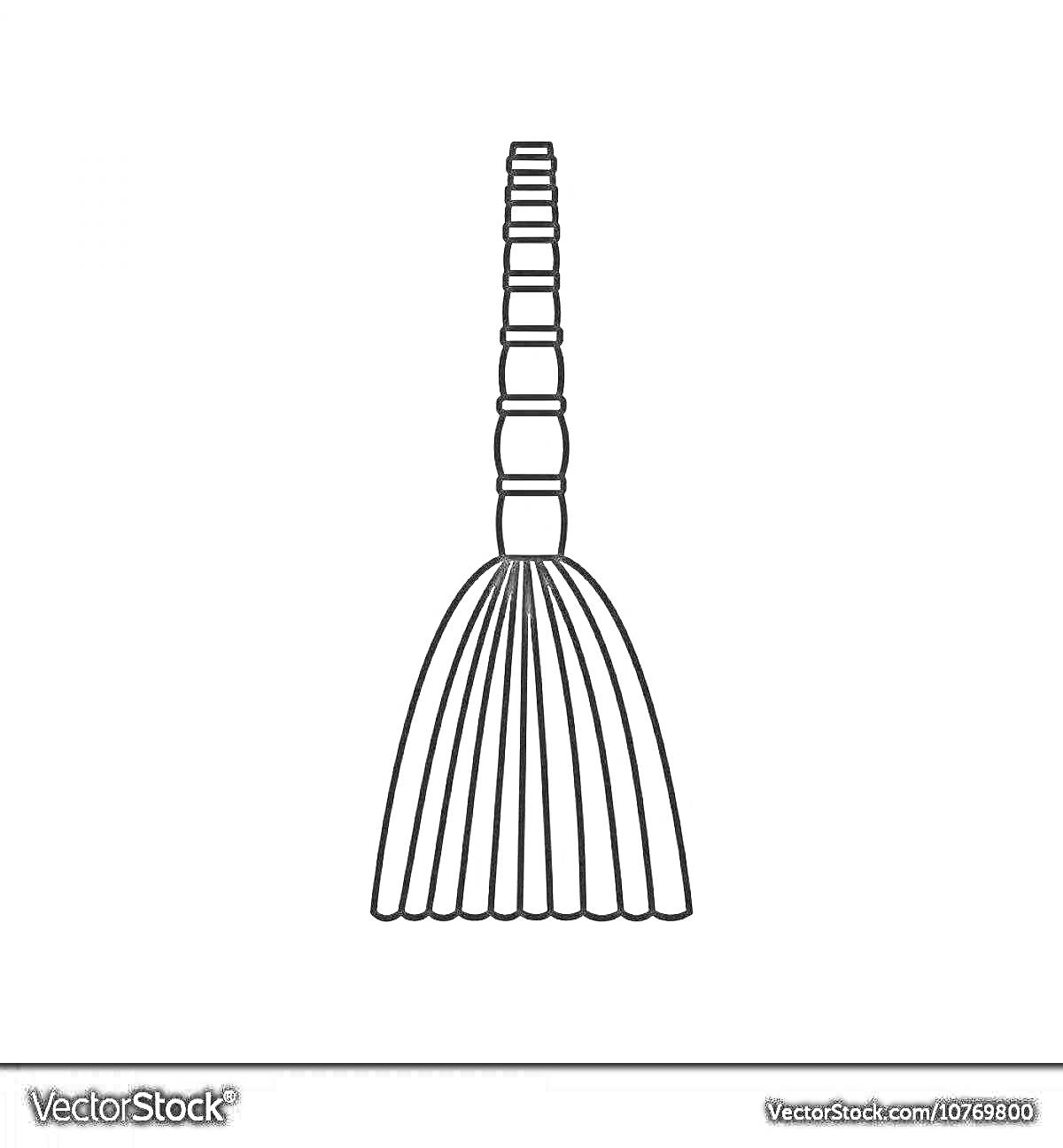 Раскраска Веник с длинной ручкой и прутьями