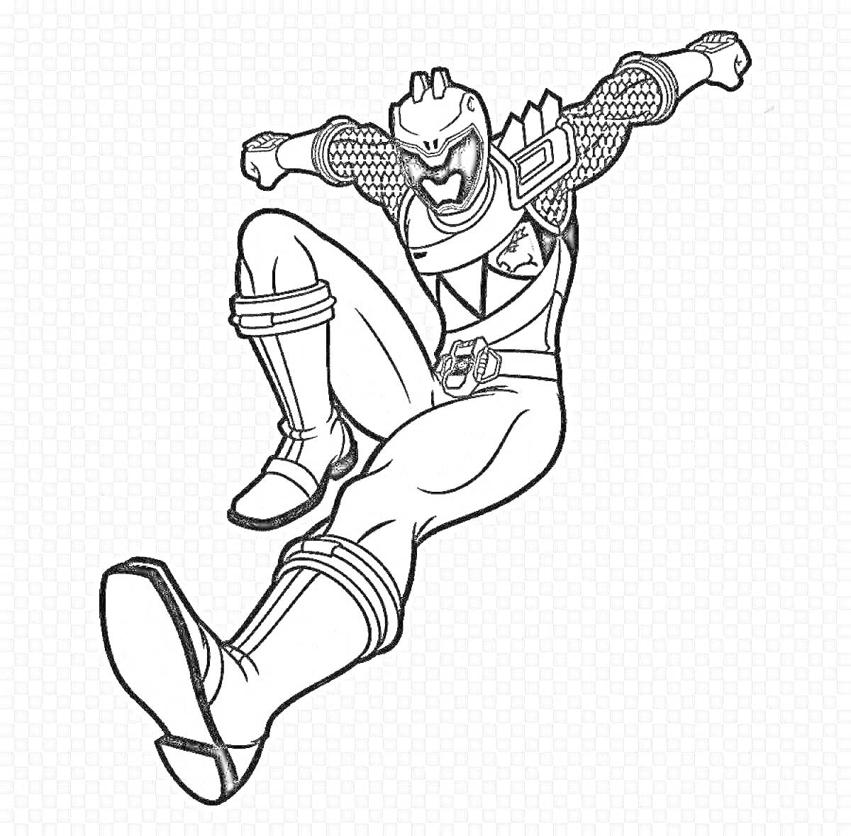 Раскраска Рейнджер в прыжке с поднятыми руками