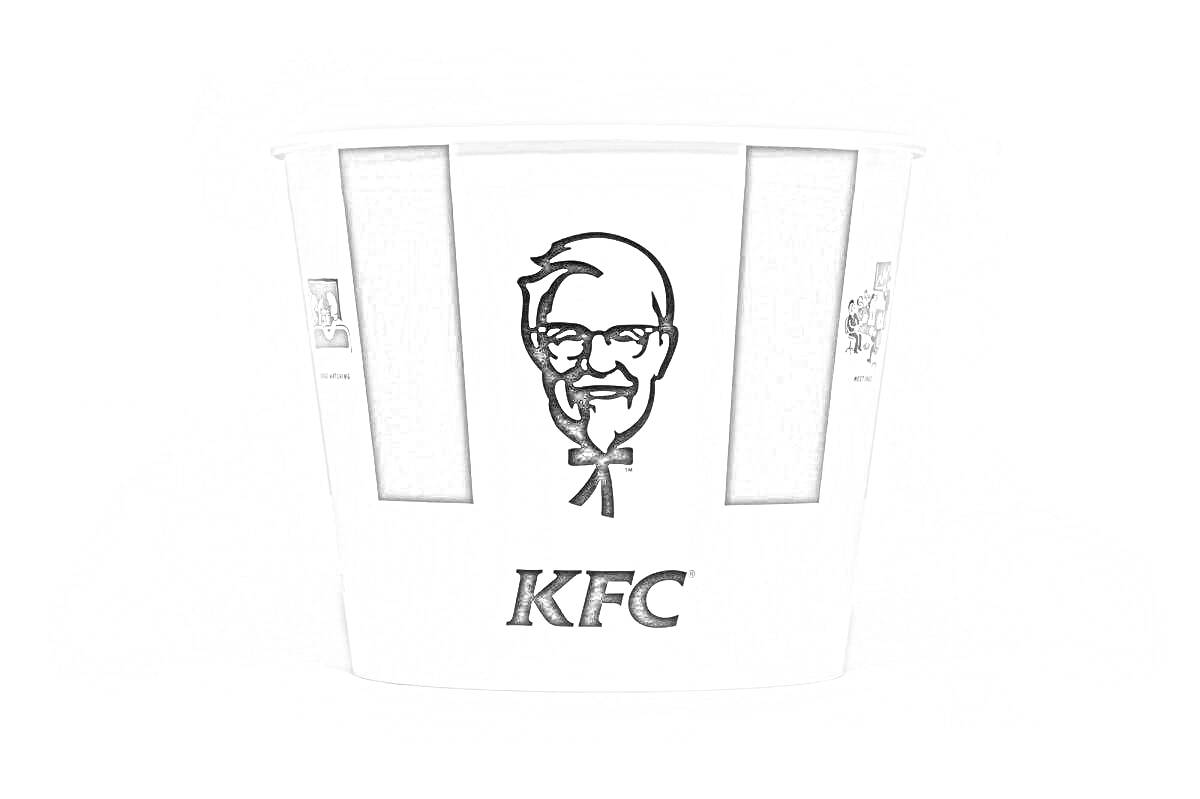 Ведро KFC с логотипом и изображением основателя