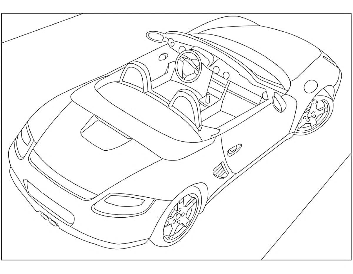 На раскраске изображено: Porsche, Кабриолет, Спорткар, Контурные рисунки