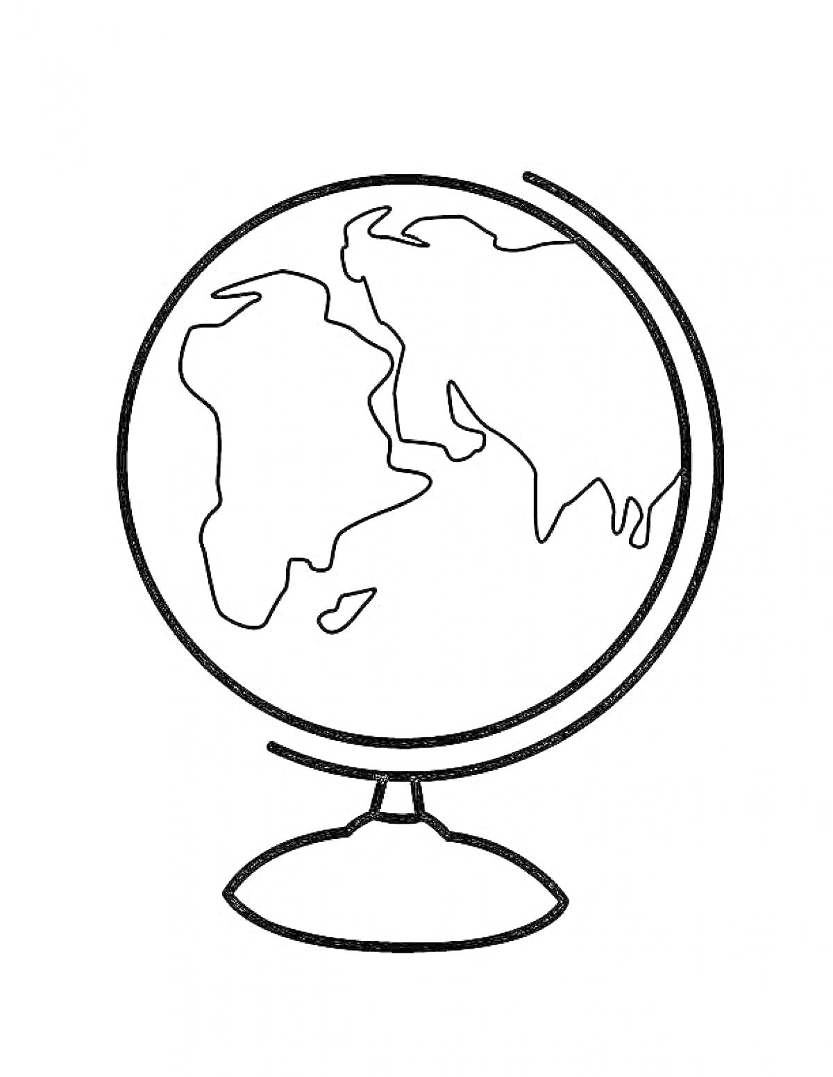 Глобус на подставке, контурное изображение