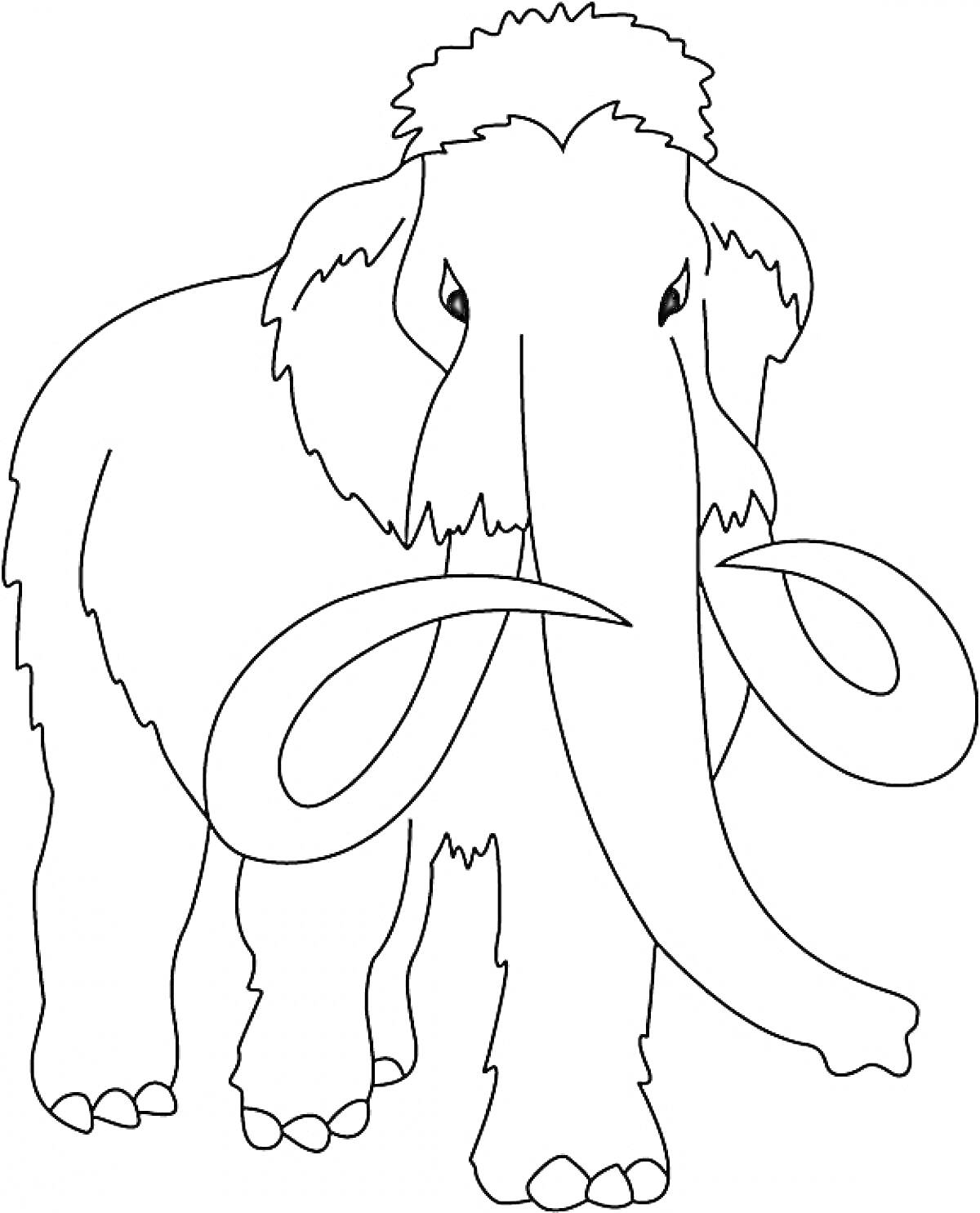 Раскраска с изображением мамонта