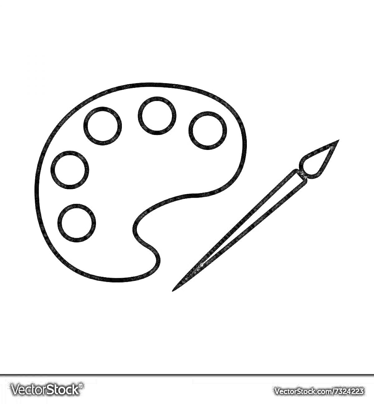 На раскраске изображено: Палитра, Краски, Искусство, Художник, Школьные принадлежности