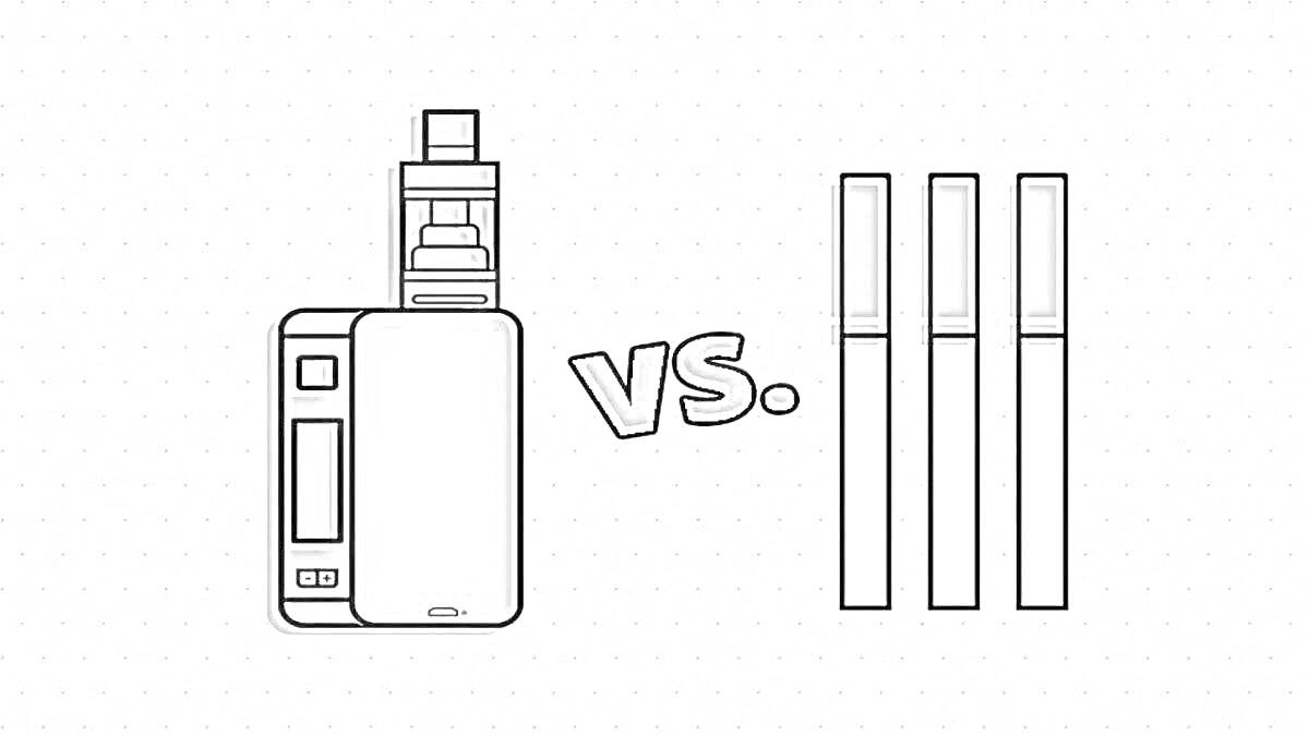 Раскраска Сравнение: электронная сигарета и три обычные сигареты