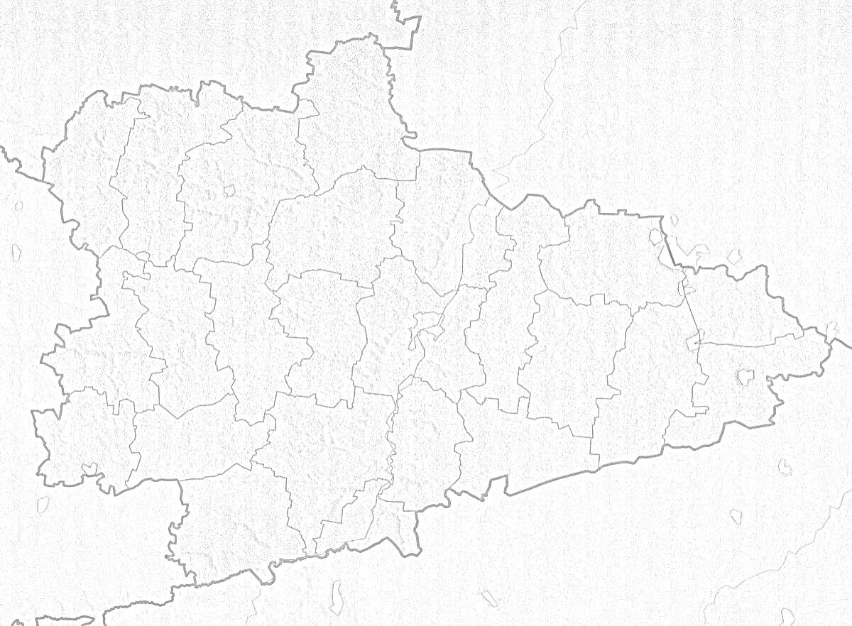 Раскраска Контурная карта Курганской области с границами районов