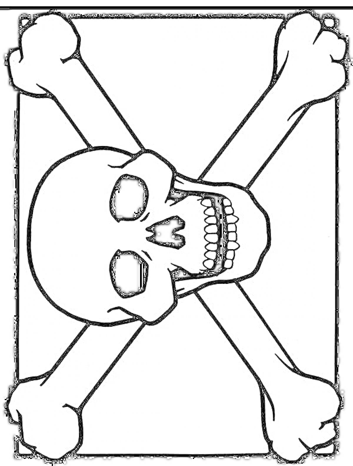 На раскраске изображено: Череп, Кости, Флаг, Пираты