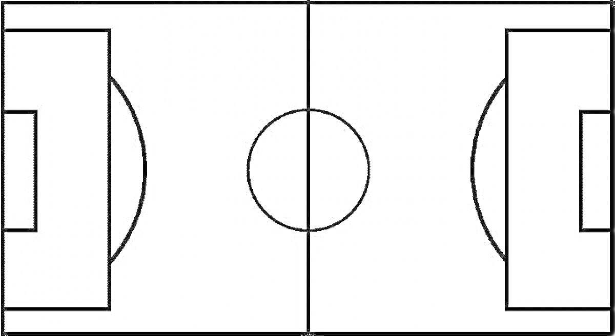 На раскраске изображено: Футбольное поле, Центральный круг, Ворота, Спорт, Командная игра