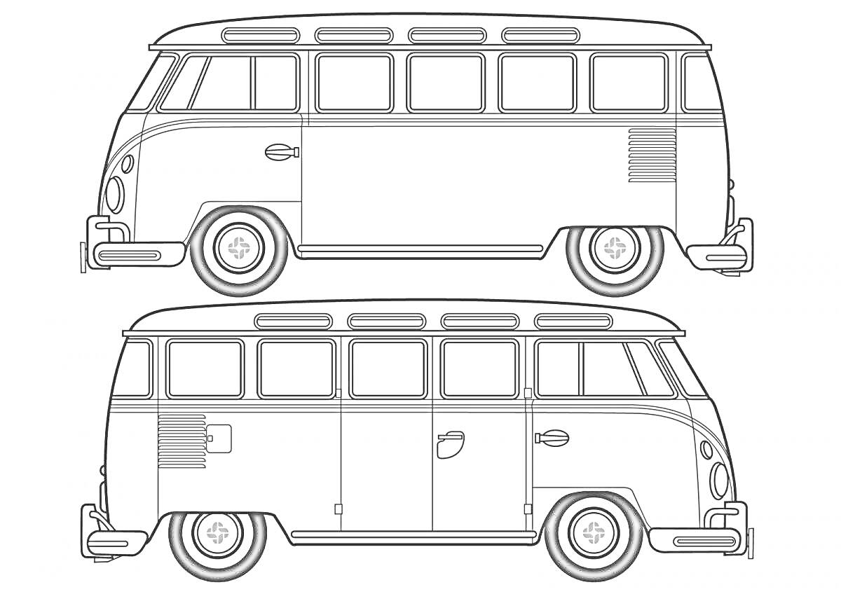 На раскраске изображено: УАЗ, Буханка, Для детей, Транспорт, Два автомобиля