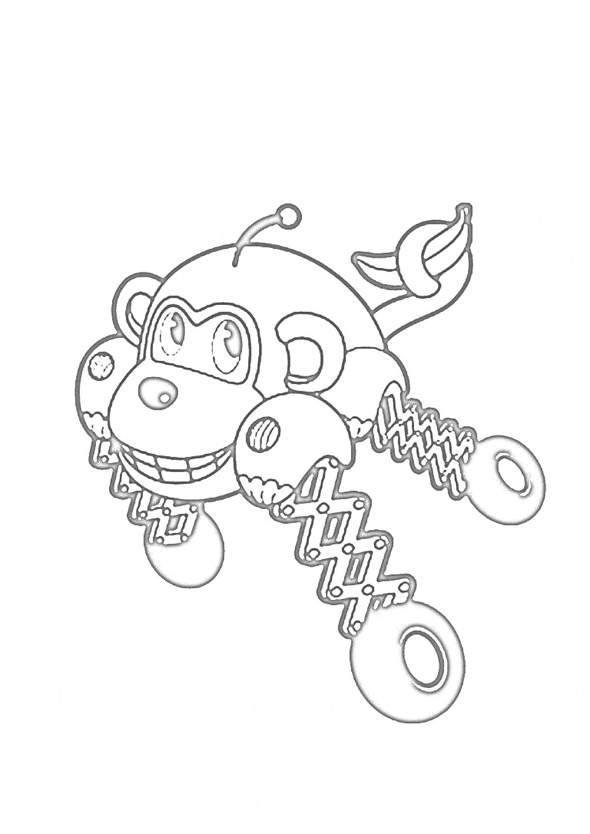 Раскраска Обезьяна-машина с пружинными лапами из мультфильма 