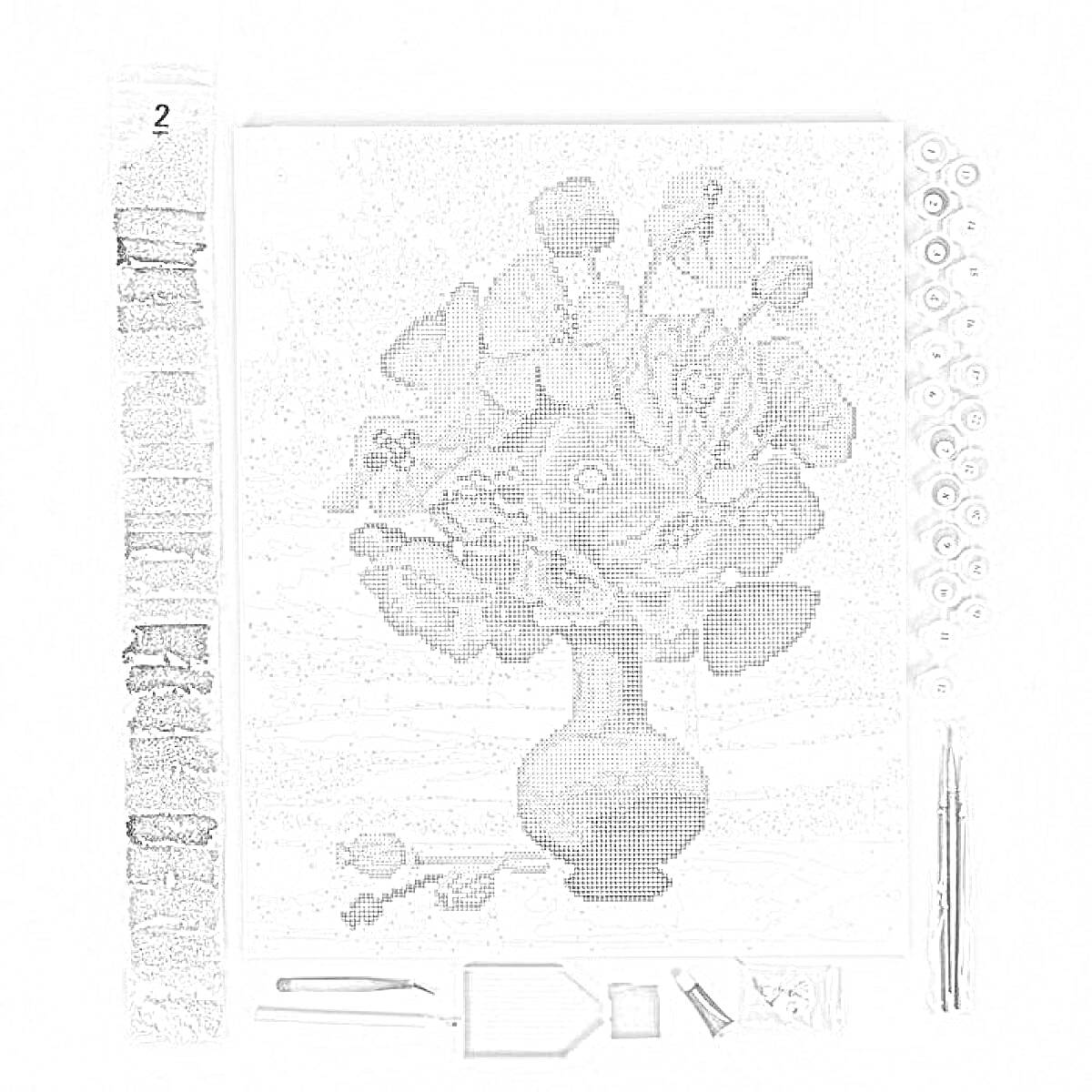 На раскраске изображено: Ваза, Рукоделие, Хобби, Цветы, Мак, Букет цветов