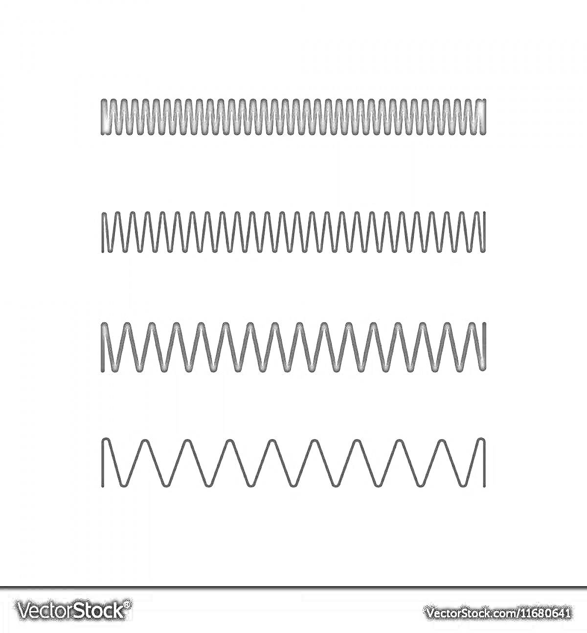 Раскраска четыре вида пружинок с разной плотностью витков