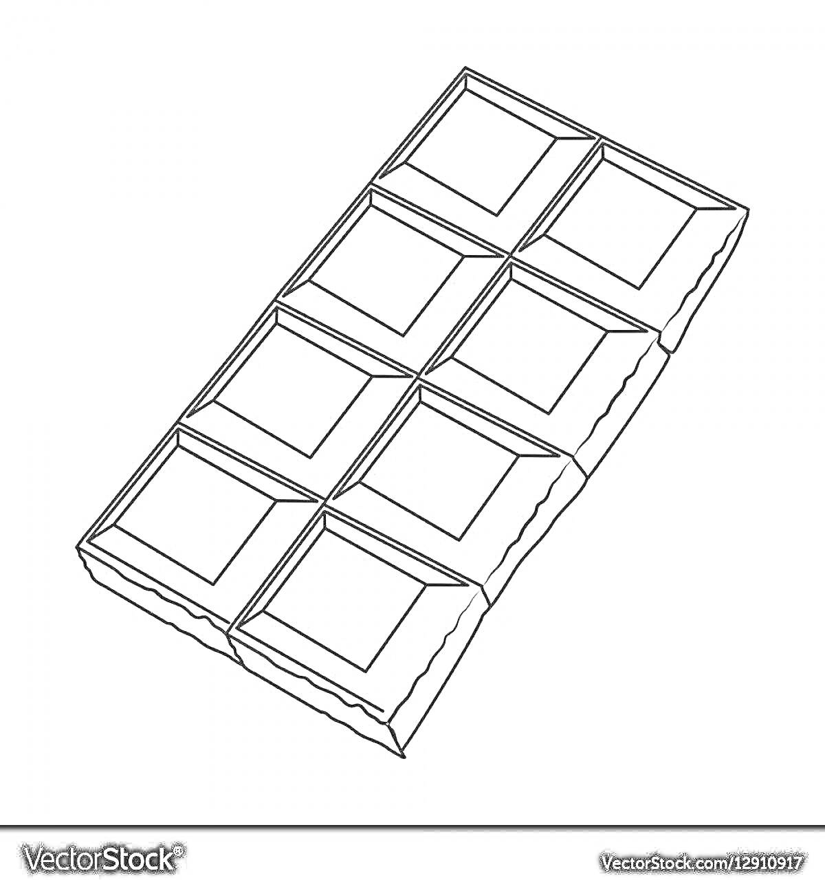 На раскраске изображено: Шоколад, Плитка шоколада, Для детей, Сегменты, Конфеты, Графика