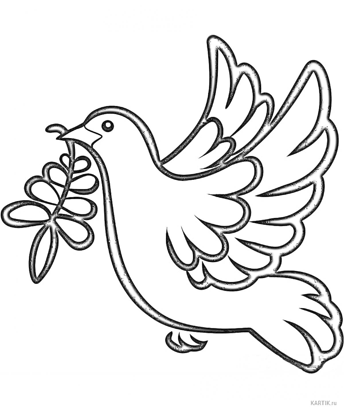 На раскраске изображено: Мир, Крылья, Для детей, Ветка, Голуби, Контурные рисунки, Летающая