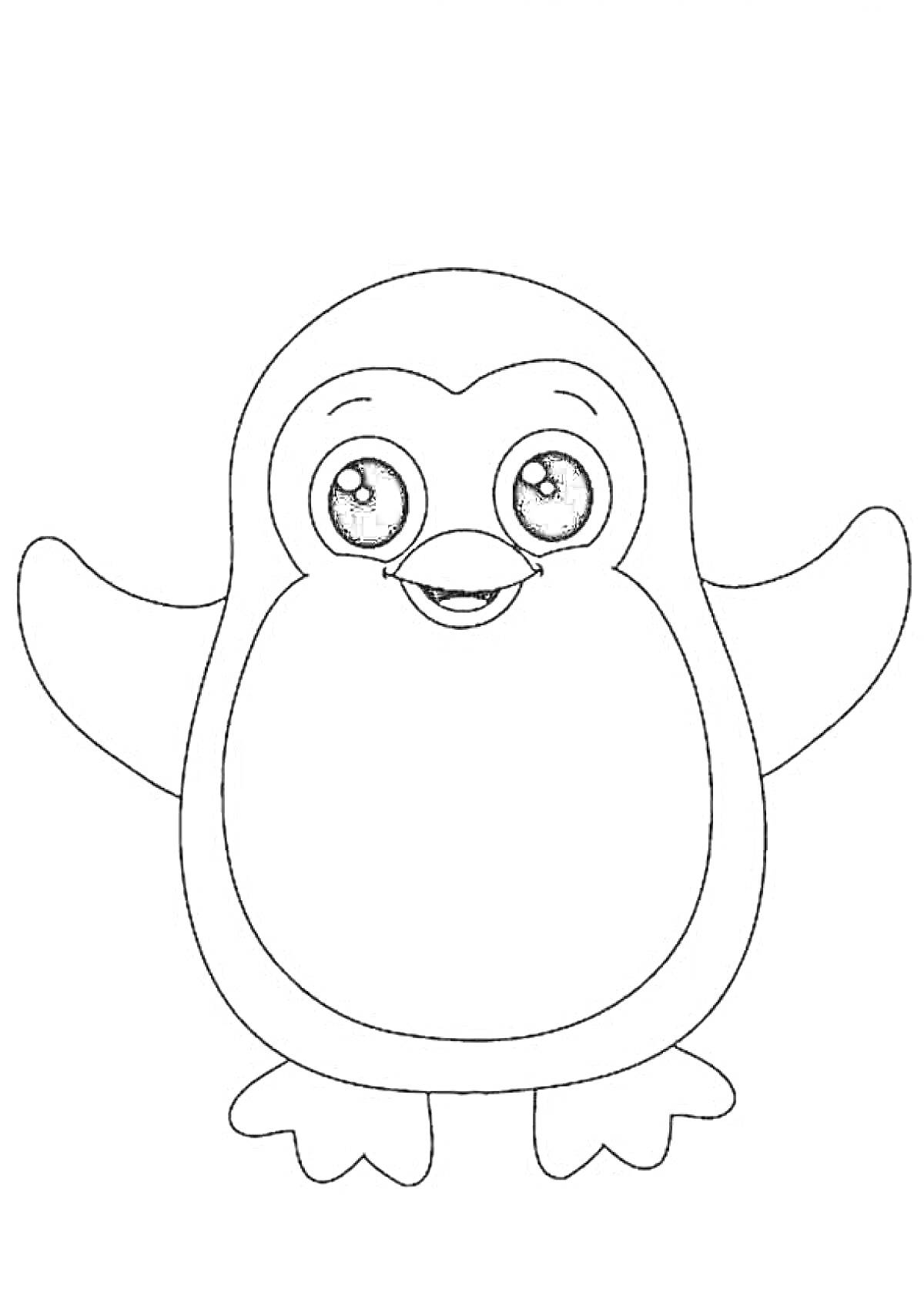 Раскраска Пингвин с большими глазами для малышей