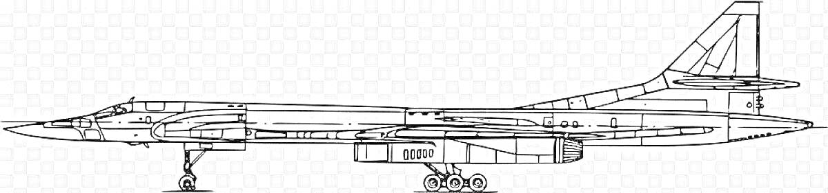 На раскраске изображено: Ту-144, Профиль, Авиация