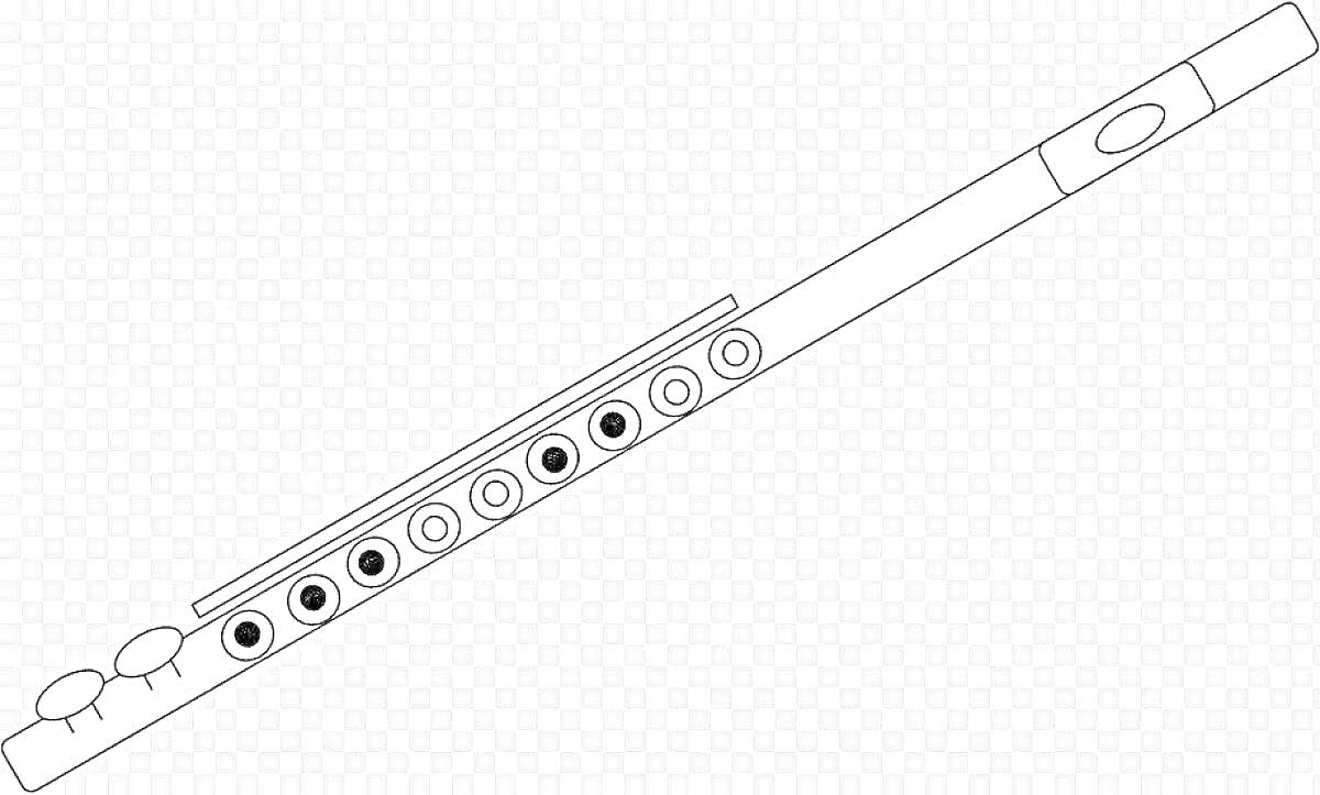 Раскраска Флейта с круглыми отверстиями и клапанами