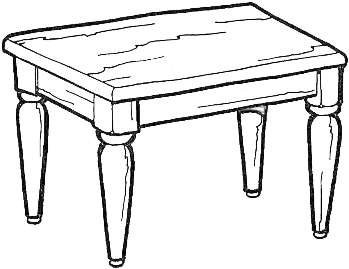 На раскраске изображено: Столик, Мебель, Интерьер, Деревья