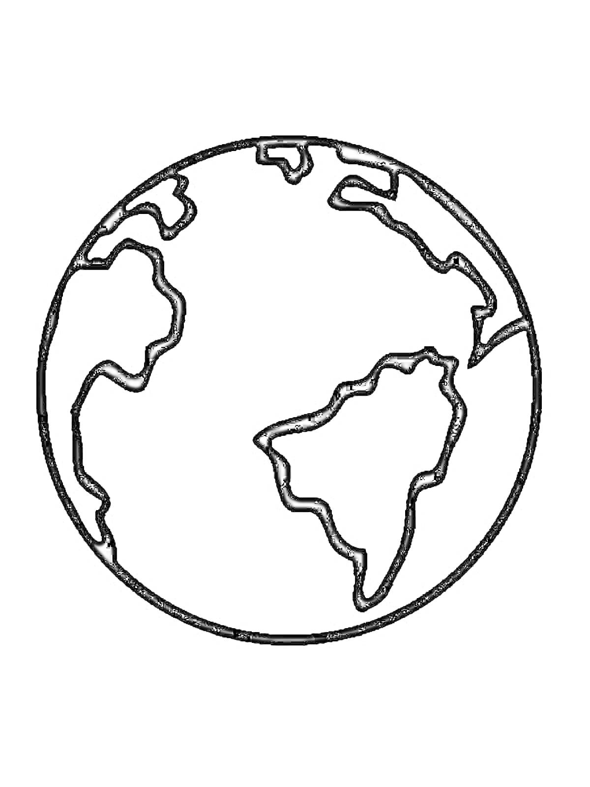 На раскраске изображено: Земля, Континенты, География, Учеба, Планеты, Карта, Окружности