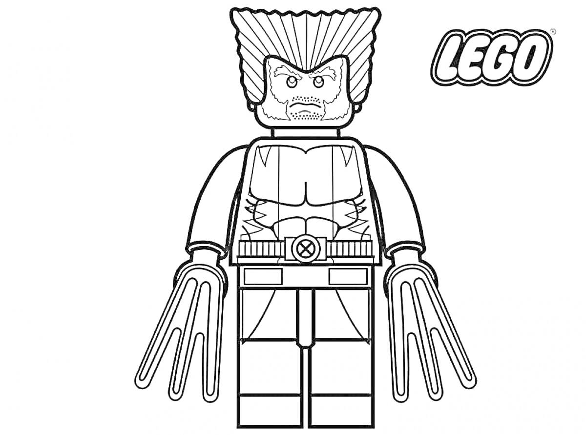 Лего-человек с когтями, логотип LEGO в правом верхнем углу