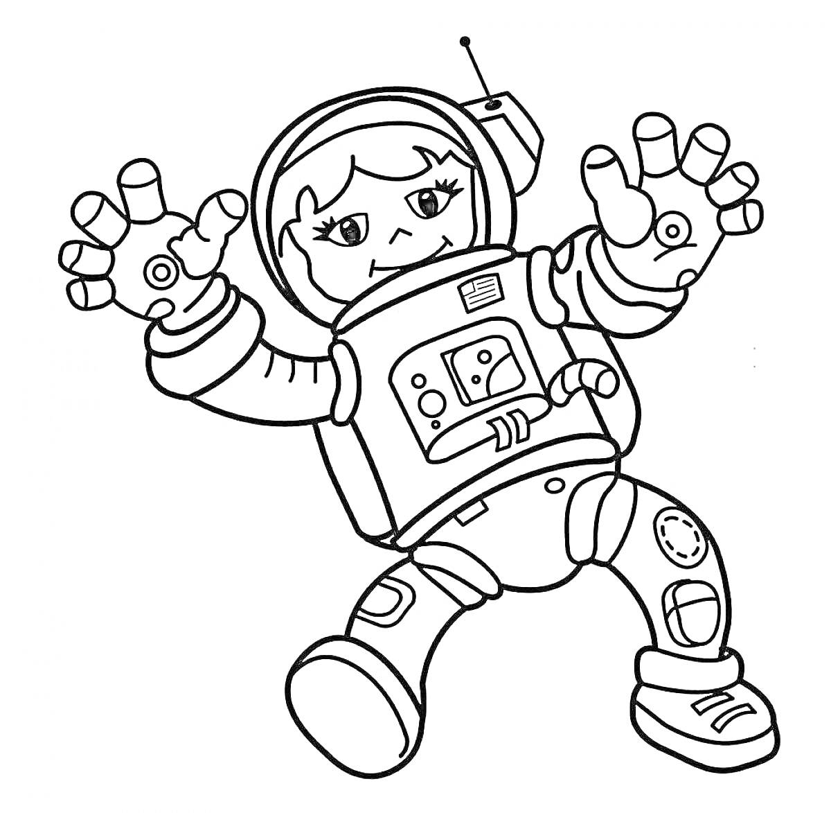  Космонавт в скафандре с панелью управления на груди