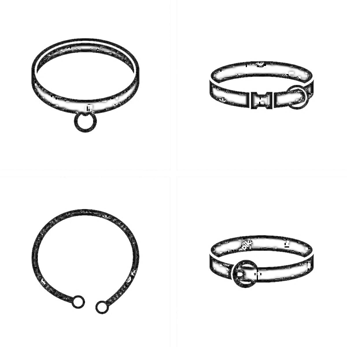 На раскраске изображено: Ошейник, Питомец, Пряжка, Кольцо