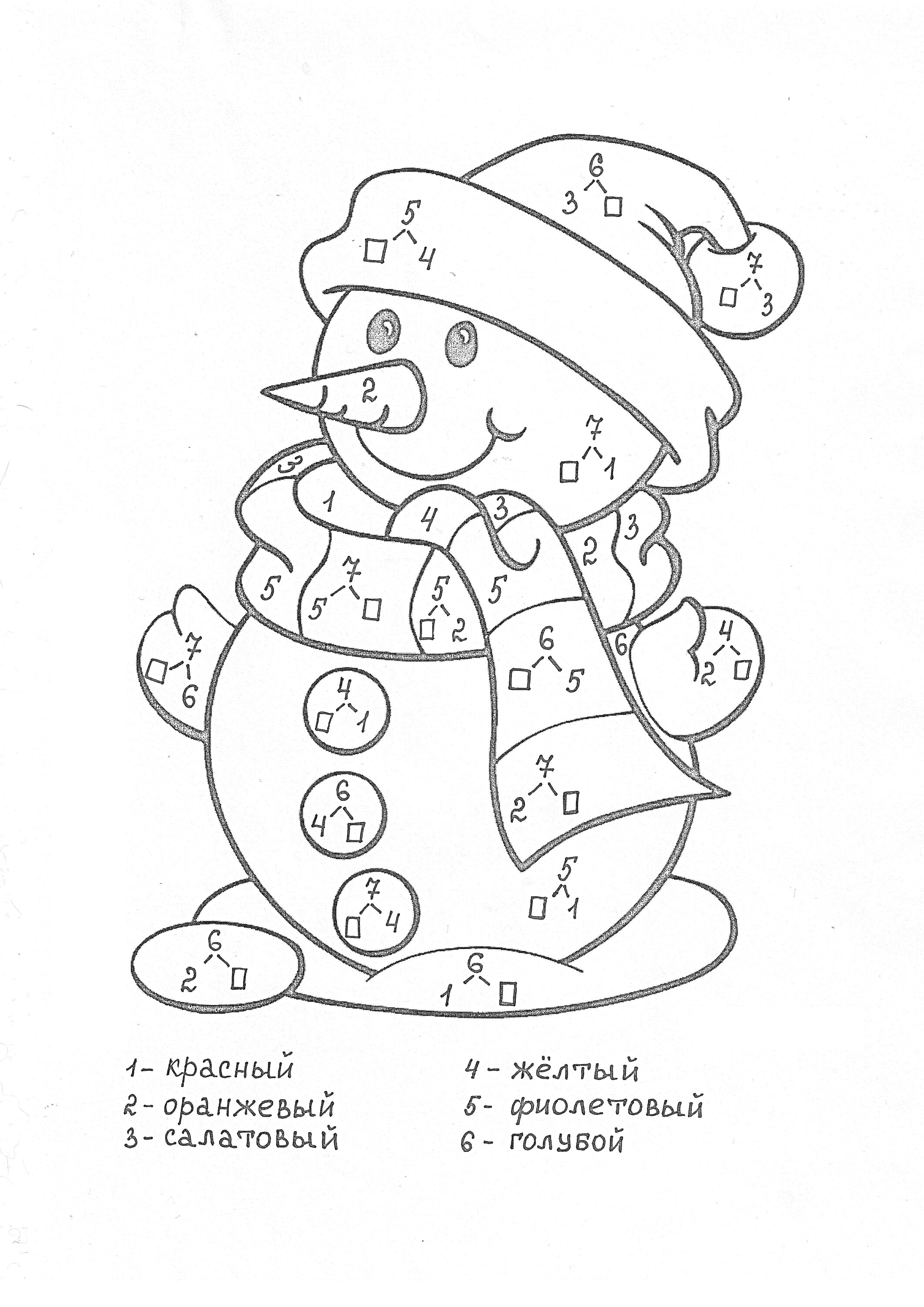 На раскраске изображено: Шапка, Шарф, Математика