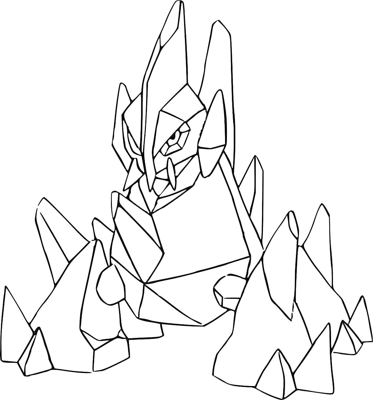 Раскраска Большой кристаллический персонаж в окружении кристаллов