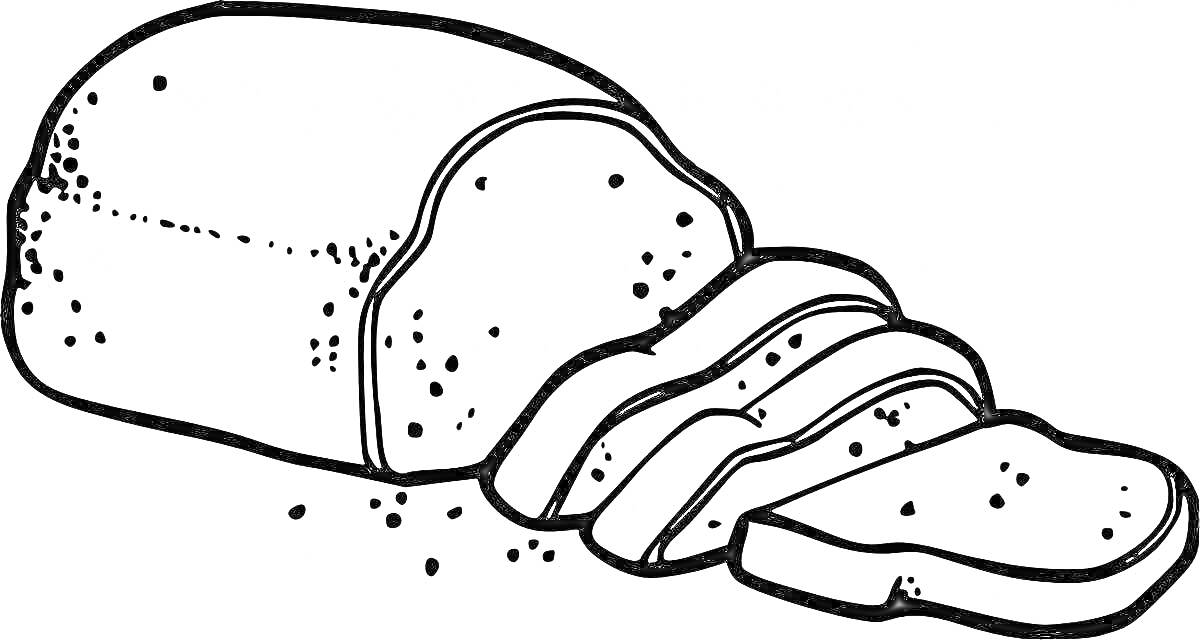Раскраска Батон с ломтиками хлеба