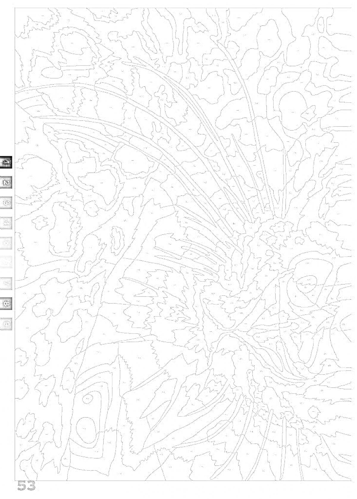 Раскраска Раскраска по номерам, абстрактный рисунок, линии, формы