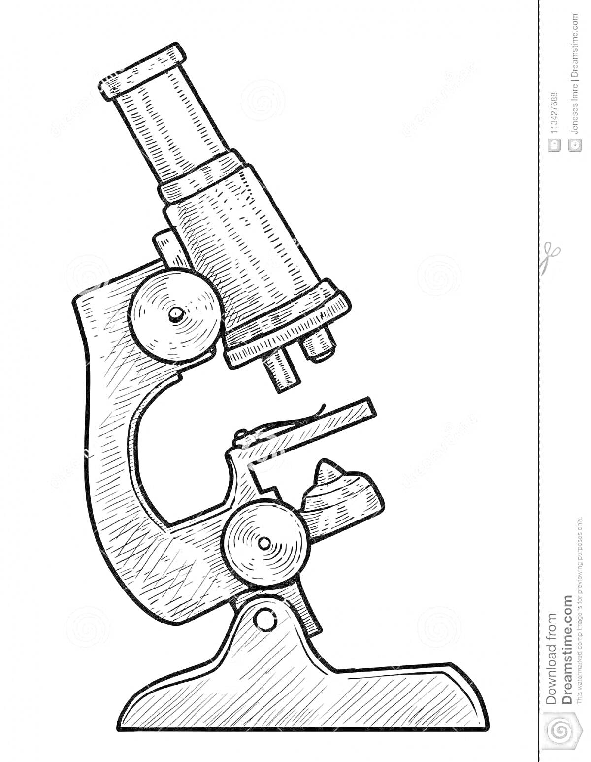 Раскраска Ручной микроскоп с видимыми объективами и фокусировочными ручками