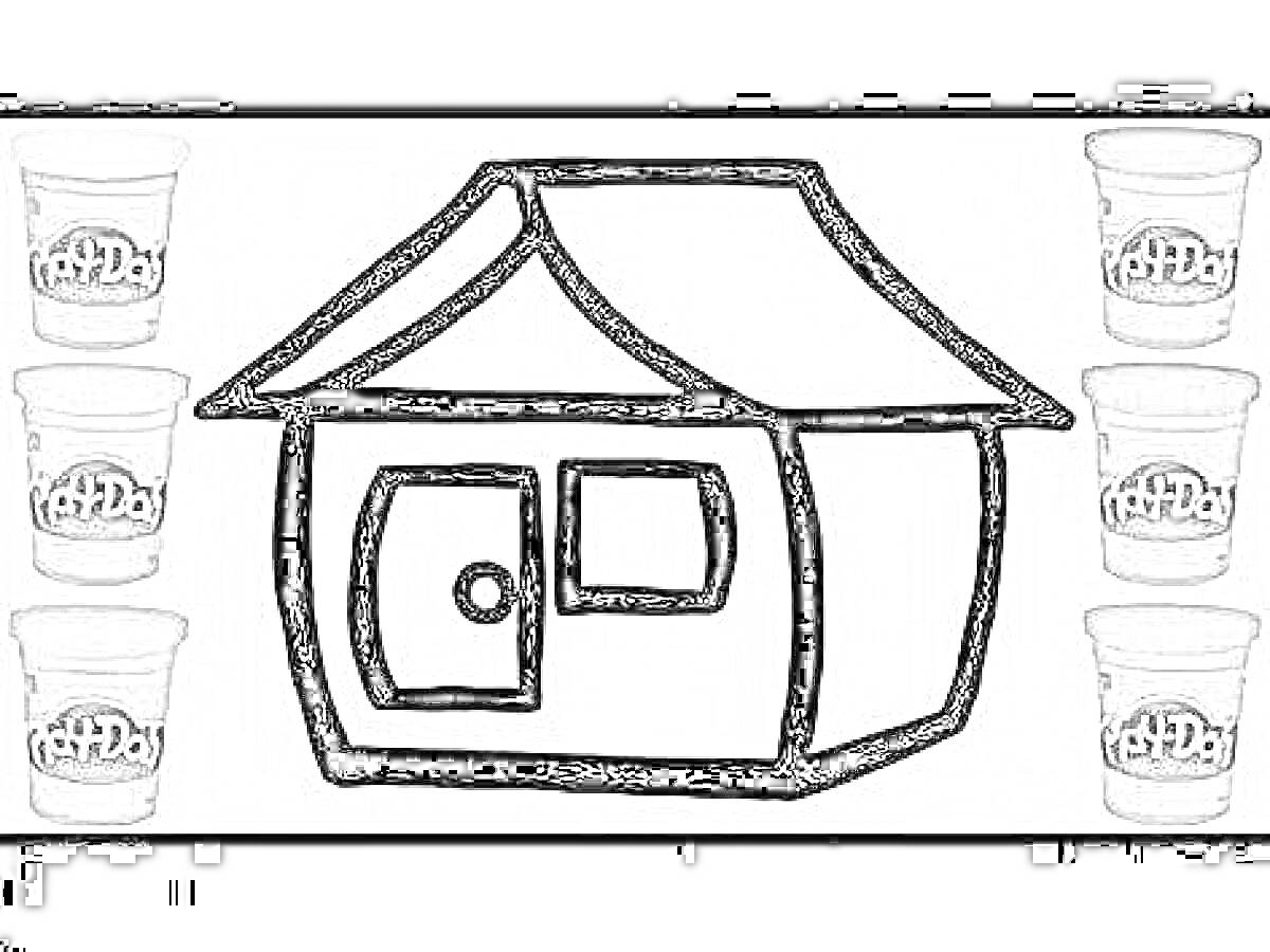 Раскраска Дом с баночками Плей До