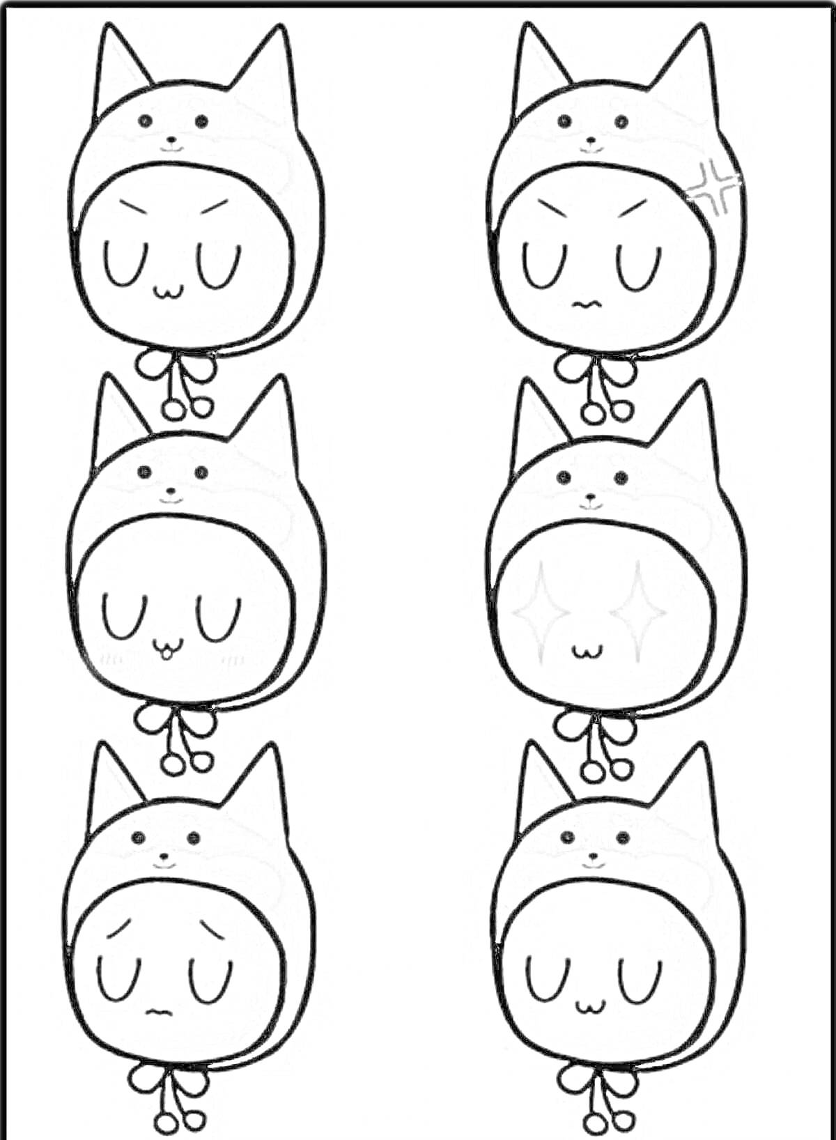 Раскраска Улей ютуберы - разнообразные эмоции котенка-маскота