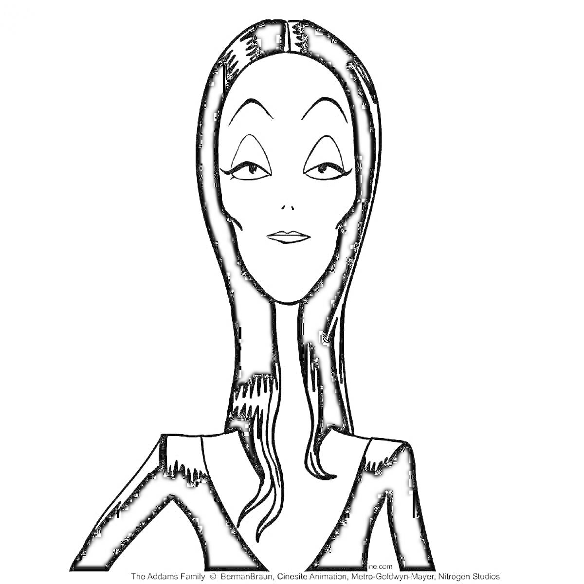 Портрет женщины с длинными волосами и поднятыми линиями бровей