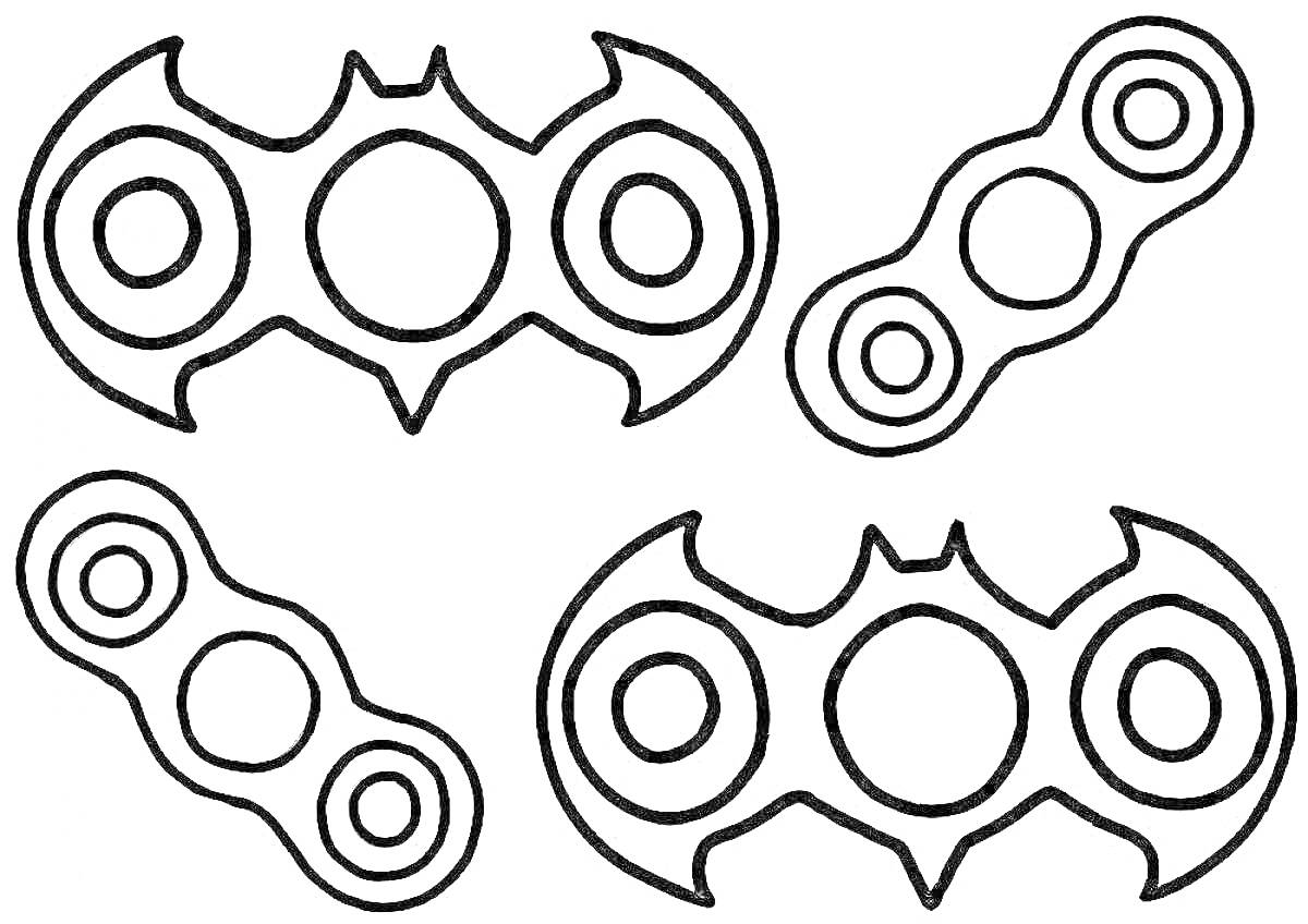 Спиннеры с элементами в виде летучей мыши и обычной формы