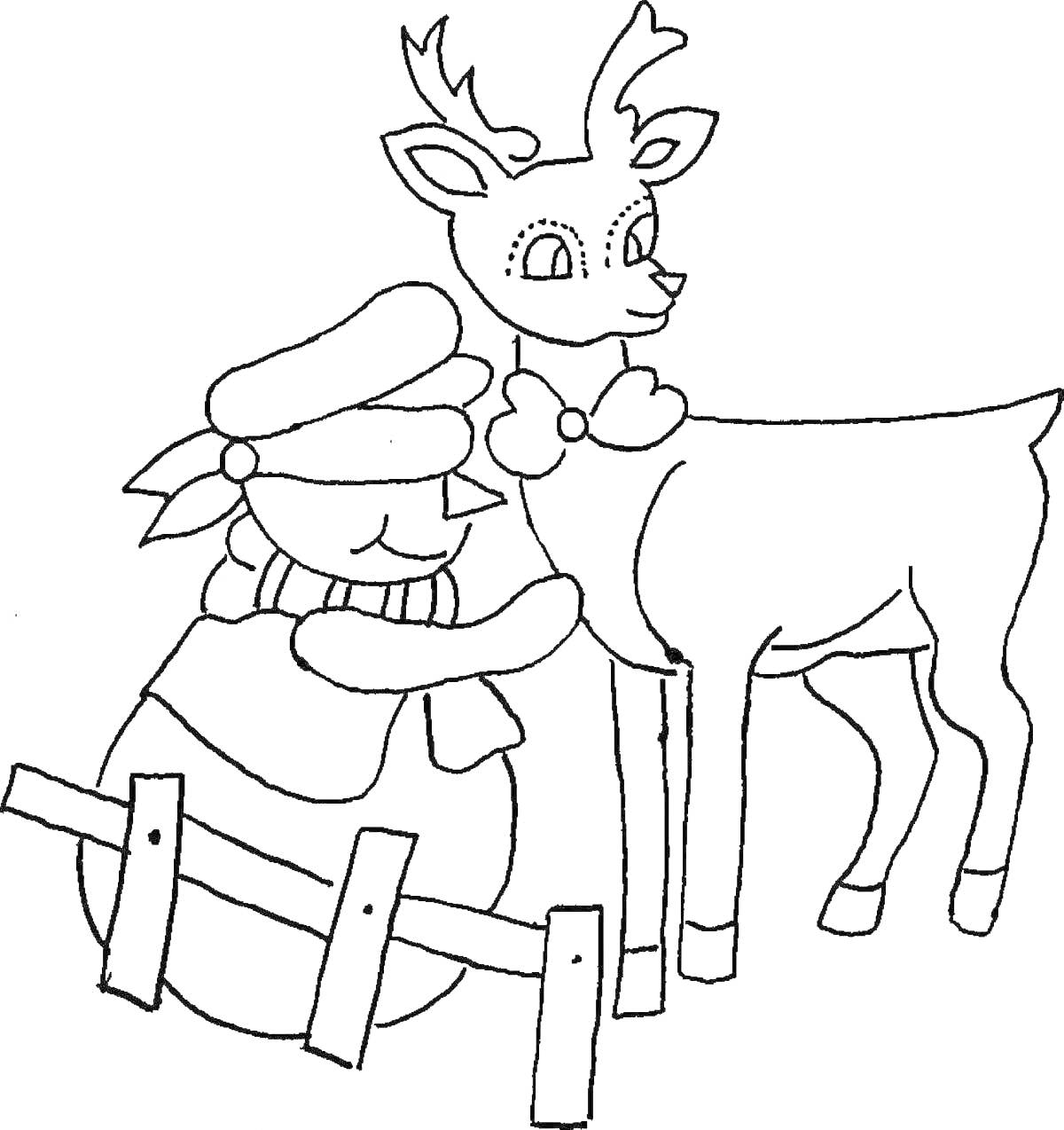 На раскраске изображено: Забор, Зима, Рождество