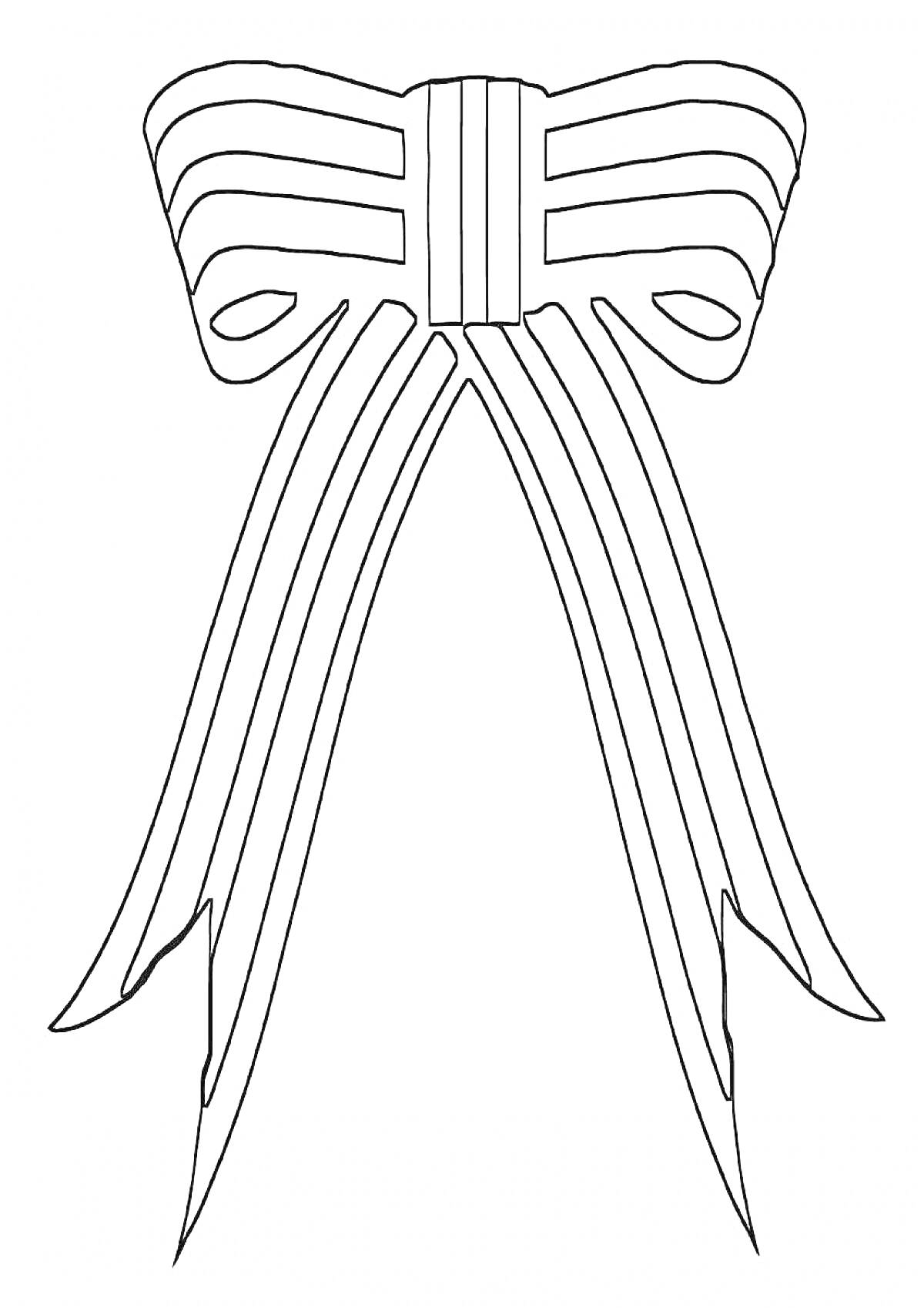 Раскраска Георгиевская ленточка в виде банта с полосами