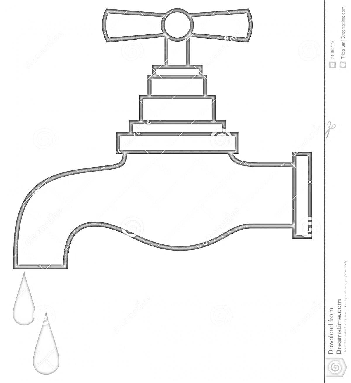 Раскраска Водопроводный кран с капающей водой