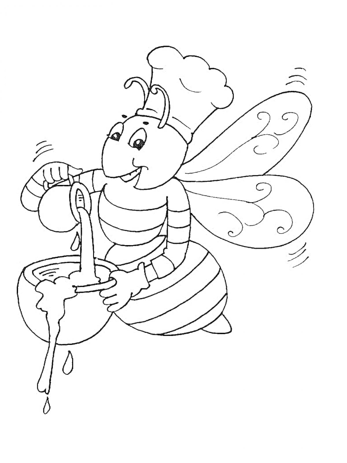 Пчела-повар смешивает ингредиенты в миске