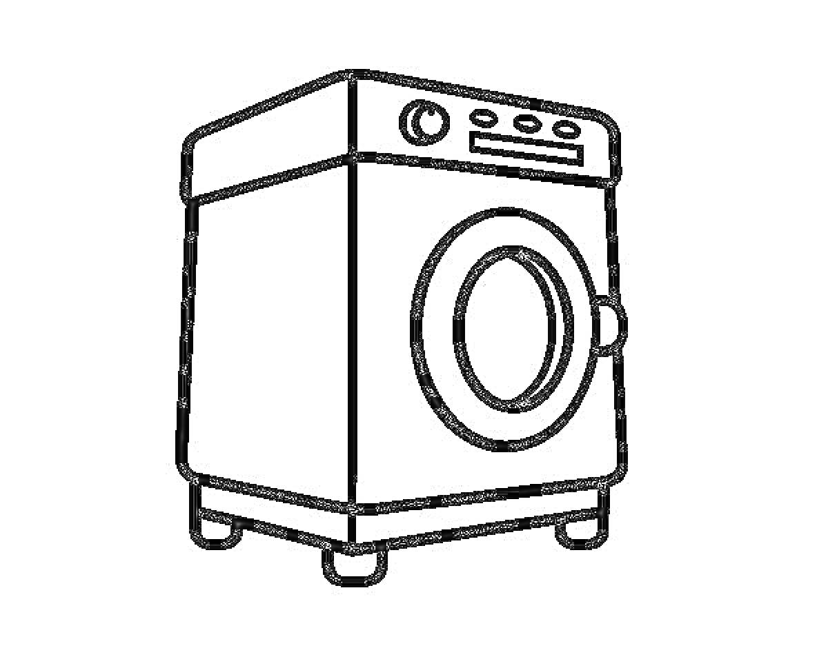 Раскраска Стиральная машинка с панелью управления и фронтальной загрузкой