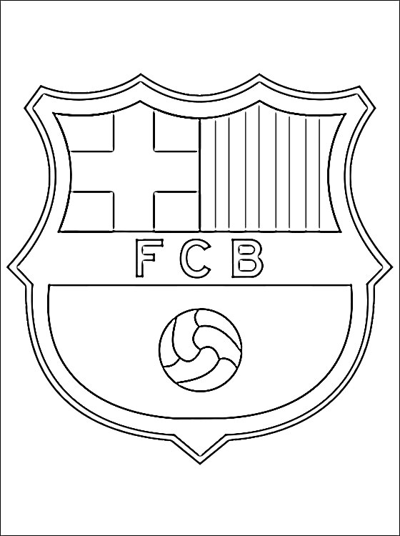 Эмблема футбольного клуба Барселона с изображением креста, полос, аббревиатуры FCB и футбольного мяча