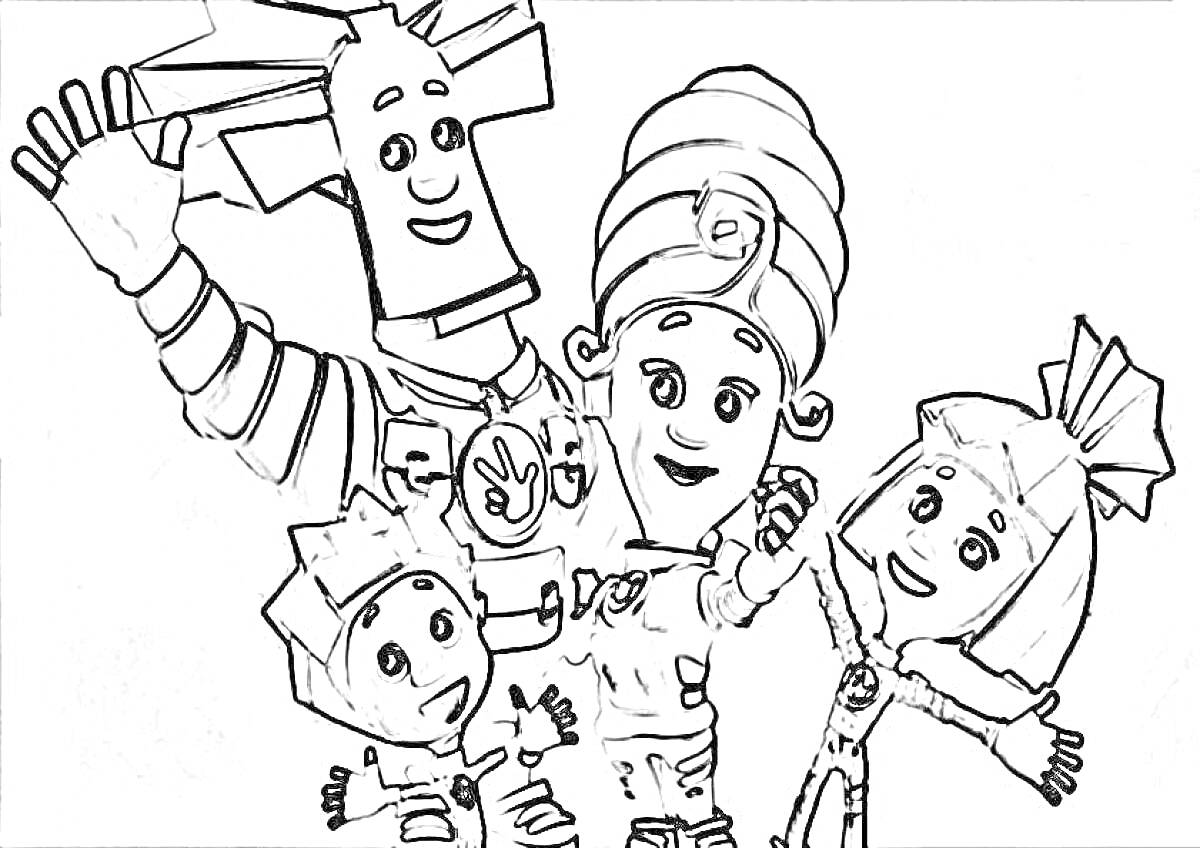 Раскраска Семья персонажей мультфильма
