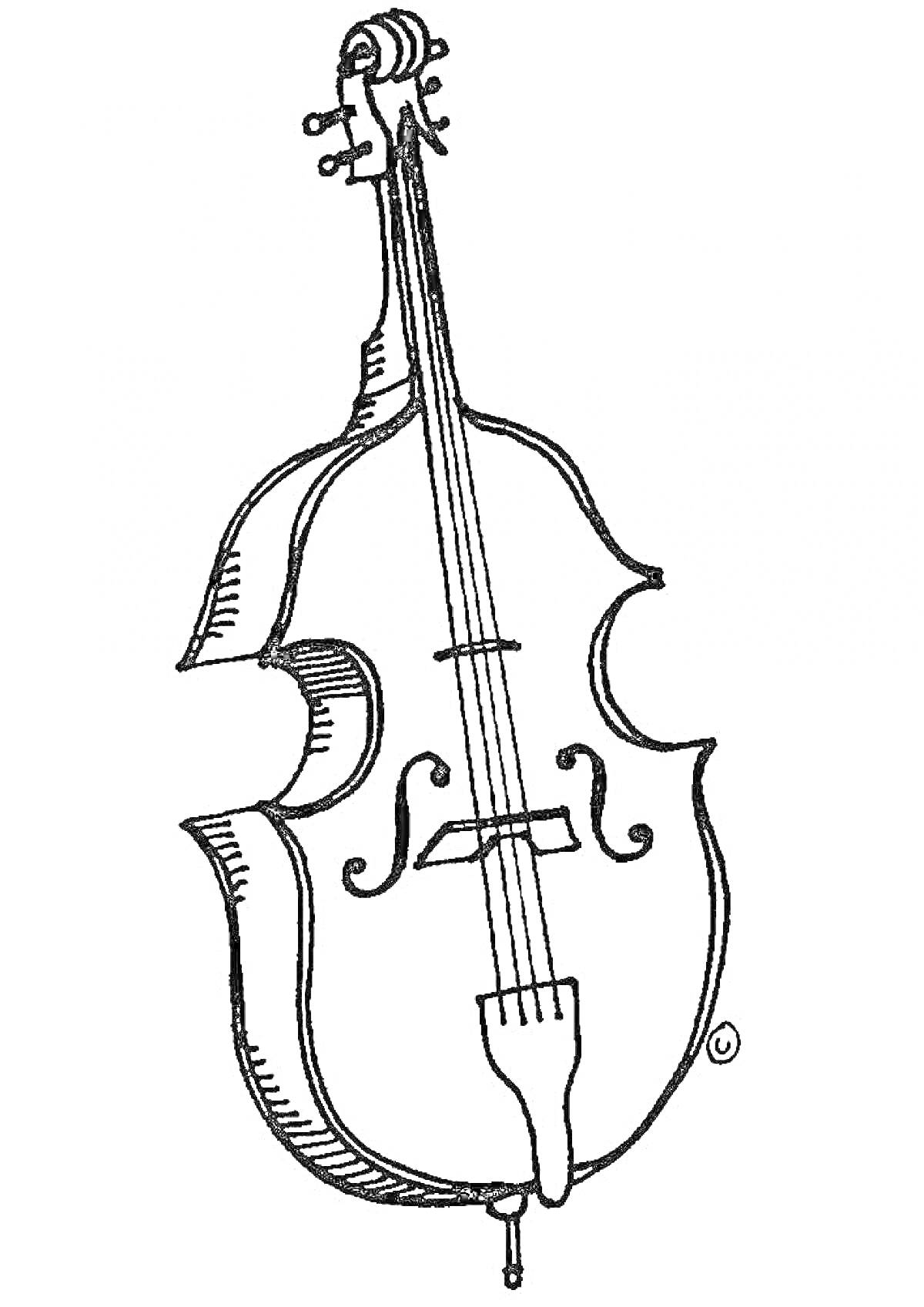 Раскраска Скрипка с грифом, подставкой и подбородником