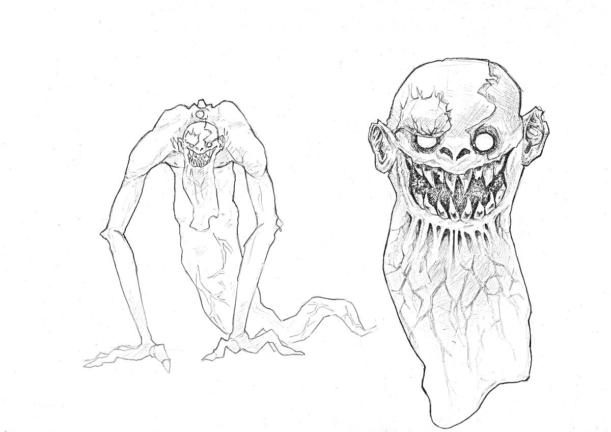 На раскраске изображено: Зомби, Мутант, Скелет, Монстр