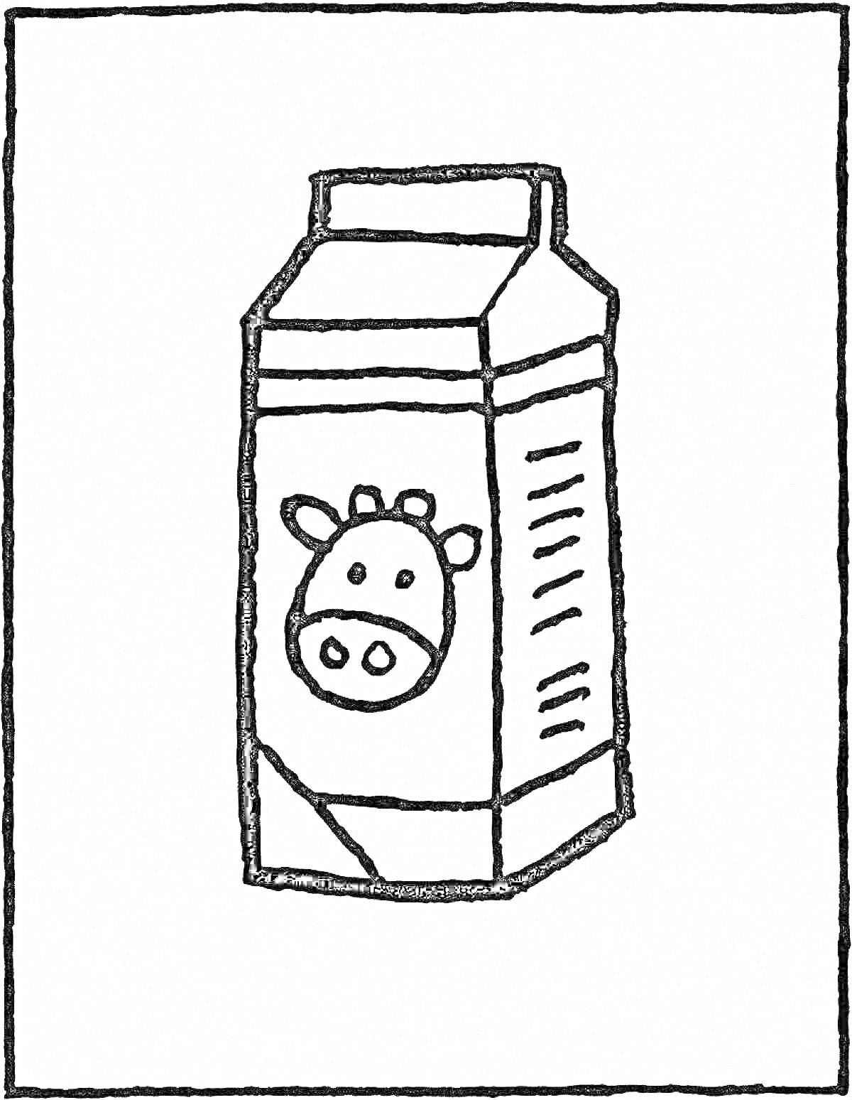 Раскраска Упаковка молока с изображением коровы