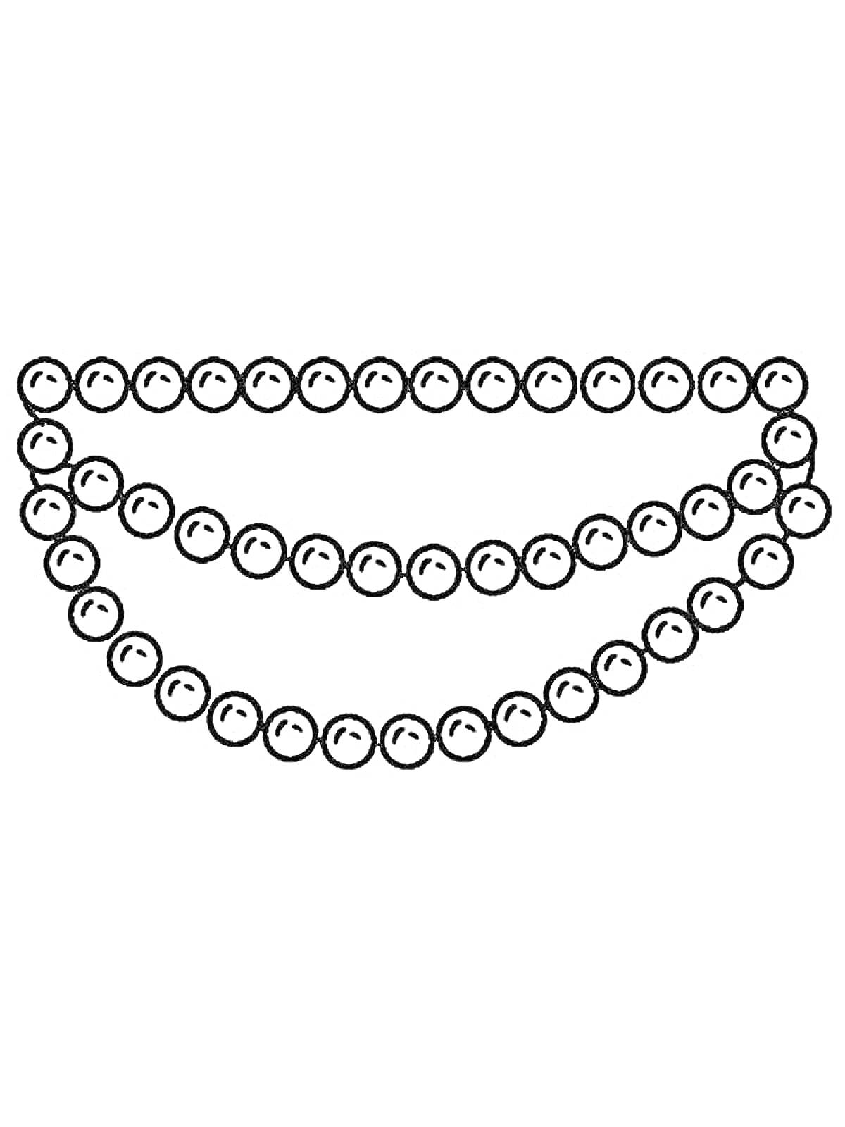 Раскраска три ряда бусинок в форме ожерелья